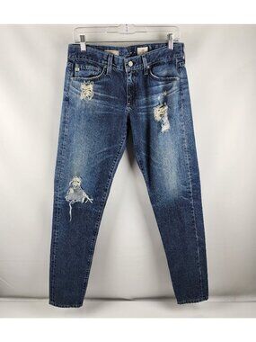 AG Adriano Goldschmied Jeans Womens 28R Blue The Nikki Relaxed Skinny Distressed